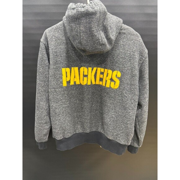 Green Bay Packers Sweater Mens Medium Heather Gray Green Football NFL Full Zip - Picture 6 of 10